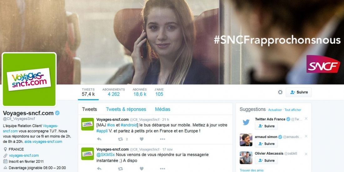 Voyages-sncf.com 'davantage joignable' sur Twitter