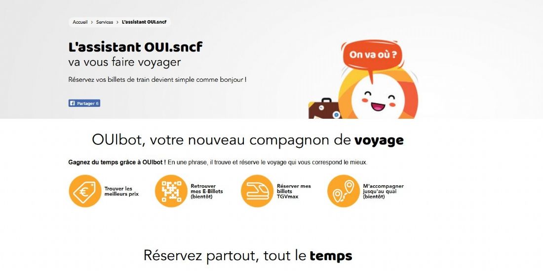 Le chatbot de OUI.sncf s'enrichit avec le paiement